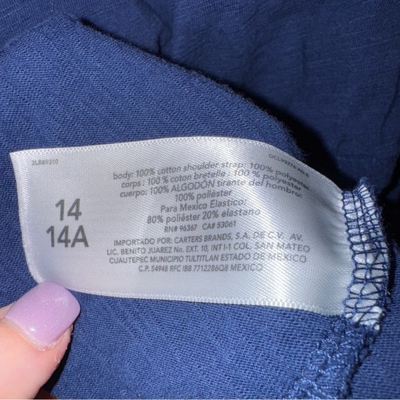 Oshkosh B’gosh Girls Navy Sleeveless Romper - Picture 5 of 6